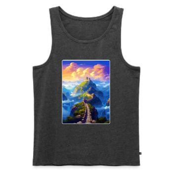 Grand de la Chine Voyage Affiche Souvenir Peinture WPA - Débardeur bio Premium Homme - anthracite chiné - Devant - Michal (187cm)