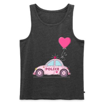 Coeur de police rose - Débardeur bio Premium Homme - anthracite chiné - Devant - Michal (187cm)