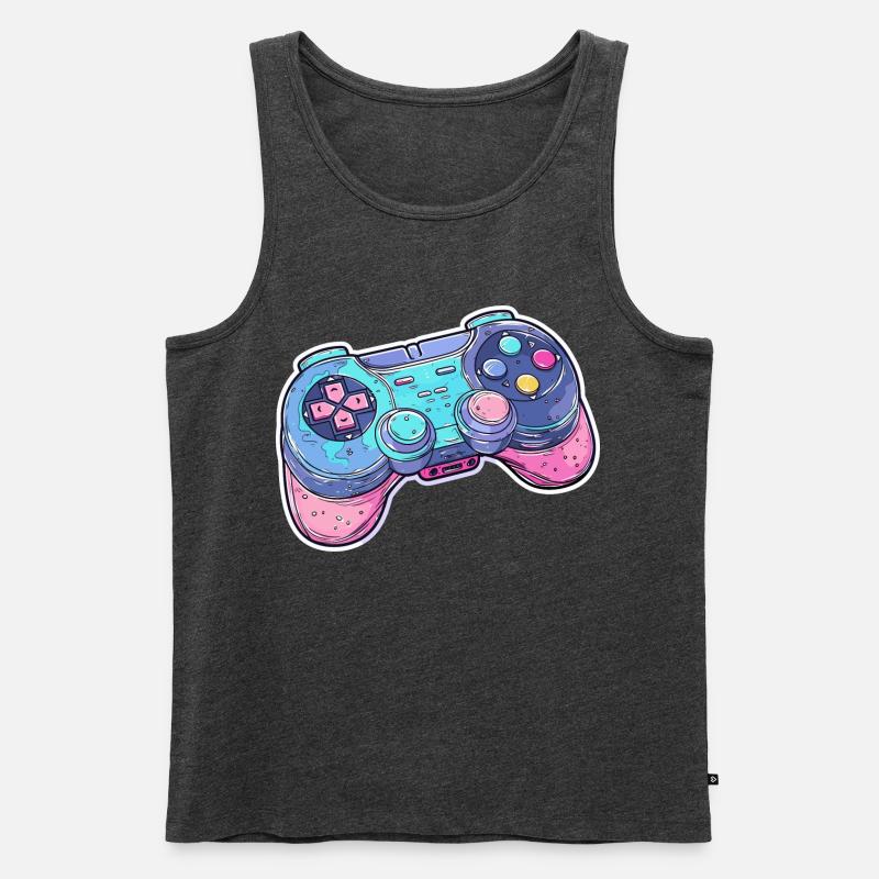 Game Controller Grafik - Männer Premium Bio Tank Top - Anthrazit meliert