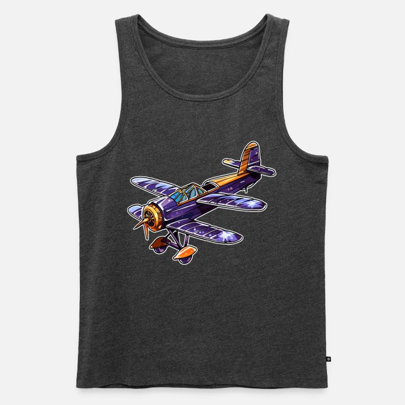 Propeller Plane Comic Look - Men's Premium Organic Tank Top - heather anthracite