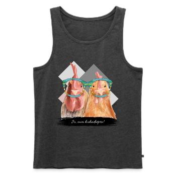 JvG Hühner "Ja, owa huhndatpro!" - Männer Premium Bio Tank Top - Anthrazit meliert - Vorne - Michal (187cm)