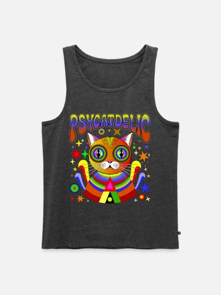 PSYCATDELIC - Men's Premium Organic Tank Top - heather anthracite