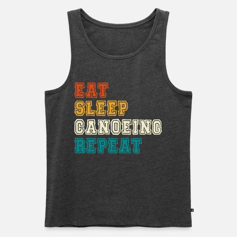 Eat Sleep Canoeing Repeat Farbblock - Männer Premium Bio Tank Top - Anthrazit meliert
