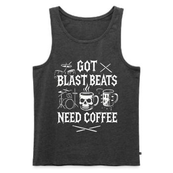 Tasse à café en métal avec tête de mort - Débardeur bio Premium Homme - anthracite chiné - Devant - AI Model Male 178 light (178cm)