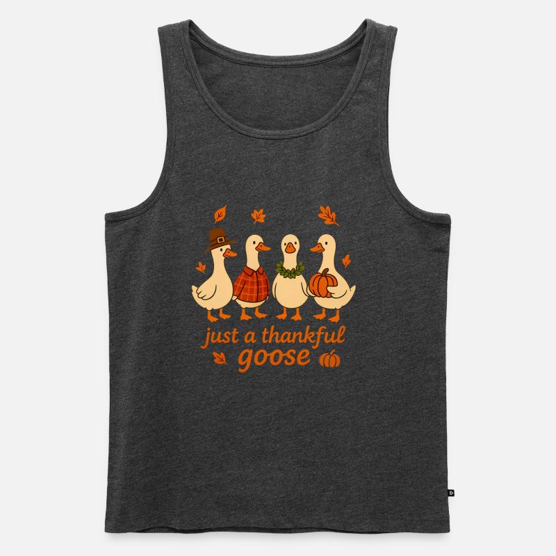 Just A Thankful Goose Pumpkin Fall  - Männer Premium Bio Tank Top - Anthrazit meliert