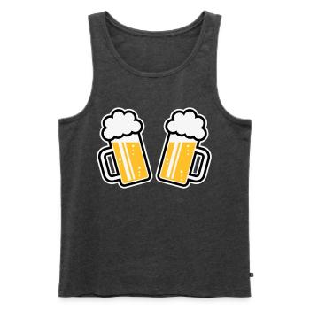 2 chopes de bière Santé ! Santé ! (Chopes de bière 3C) - Débardeur bio Premium Homme - anthracite chiné - Devant - AI Model Male 178 light (178cm)