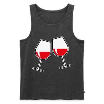 2 Rotweingläser (Rotwein / Wein / Bauchig / Zu 3C) - Männer Premium Bio Tank Top - Anthrazit meliert - Vorne - AI Model Male 178 light (178cm)