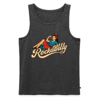 Rockabilly Woman 50s Reclining Petticoat Gift - Men's Premium Organic Tank Top - heather anthracite - Front - AI Model Male 178 light (178cm)