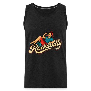 Rockabilly Femme Années 50 Allongé Jupon Cadeau - Débardeur bio Premium Homme - charbon - Devant - Alexander (188cm)