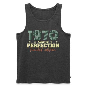 1970 - Men's Premium Organic Tank Top - heather anthracite - Front - Michal (187cm)