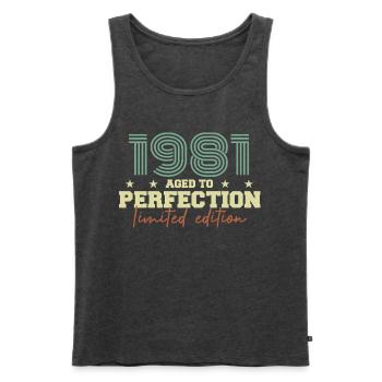 1981 - Männer Premium Bio Tank Top - Anthrazit meliert - Vorne - Michal (187cm)