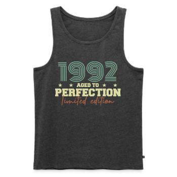 1992 - Men's Premium Organic Tank Top - heather anthracite - Front - Michal (187cm)