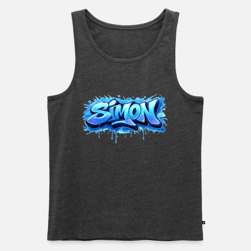 Graffiti SIMON Name Geschenk Ideal druckbar - Männer Premium Bio Tank Top - Anthrazit meliert