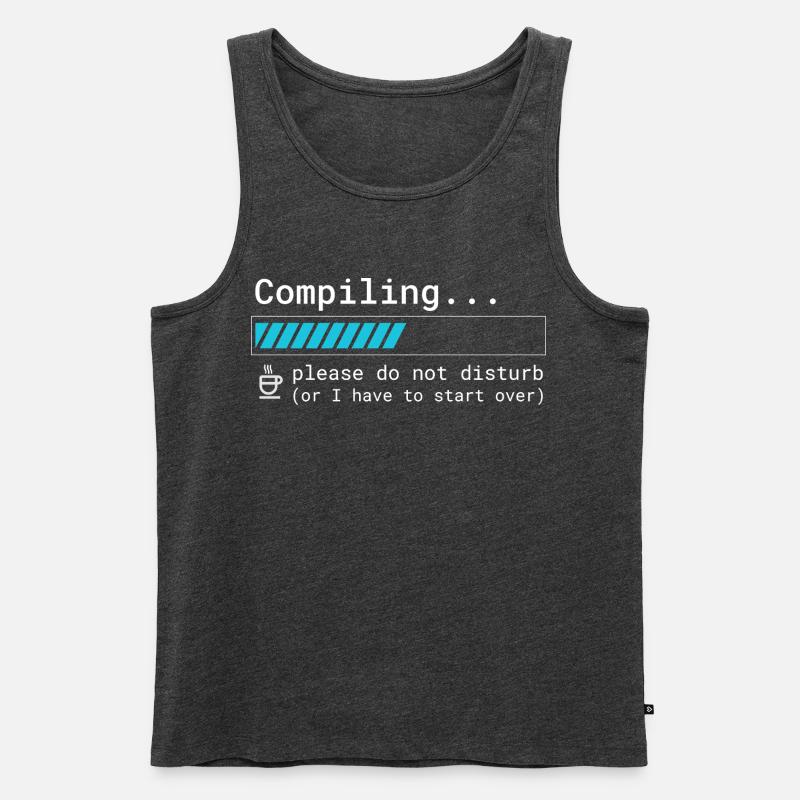 Funny Programmer T-Shirt - Compiling Please - Men's Premium Organic Tank Top - heather anthracite