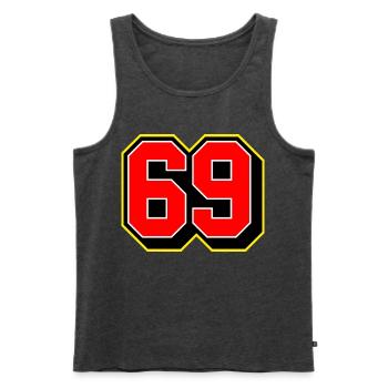 Fettgedruckte 69 Sporttrikotnummer - Männer Premium Bio Tank Top - Anthrazit meliert - Vorne - AI Model Male 178 light (178cm)