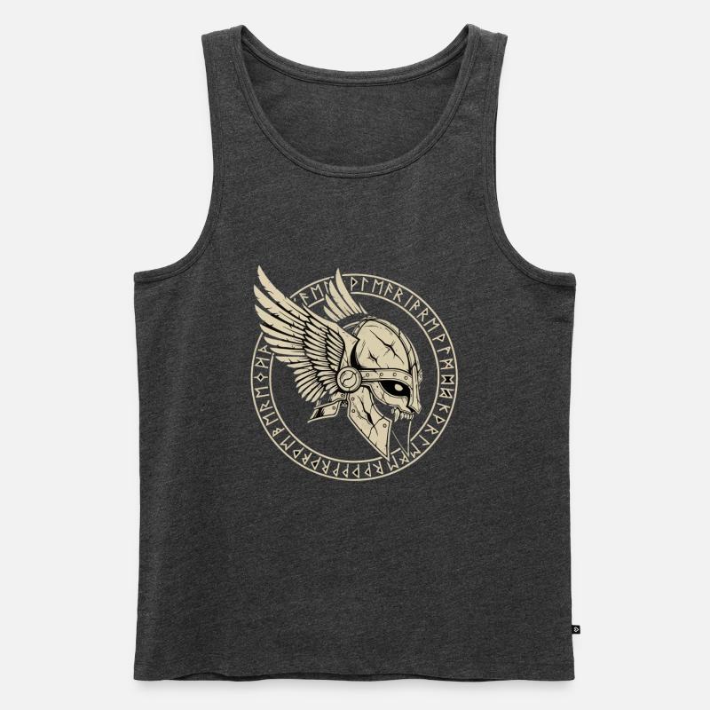 Wikinger Helm Runen Krieger - Männer Premium Bio Tank Top - Anthrazit meliert