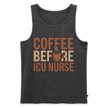 Un café de l’infirmière en soins intensifs avant des soins aigus Amoureux du café - Débardeur bio Premium Homme - anthracite chiné - Devant - Michal (187cm)