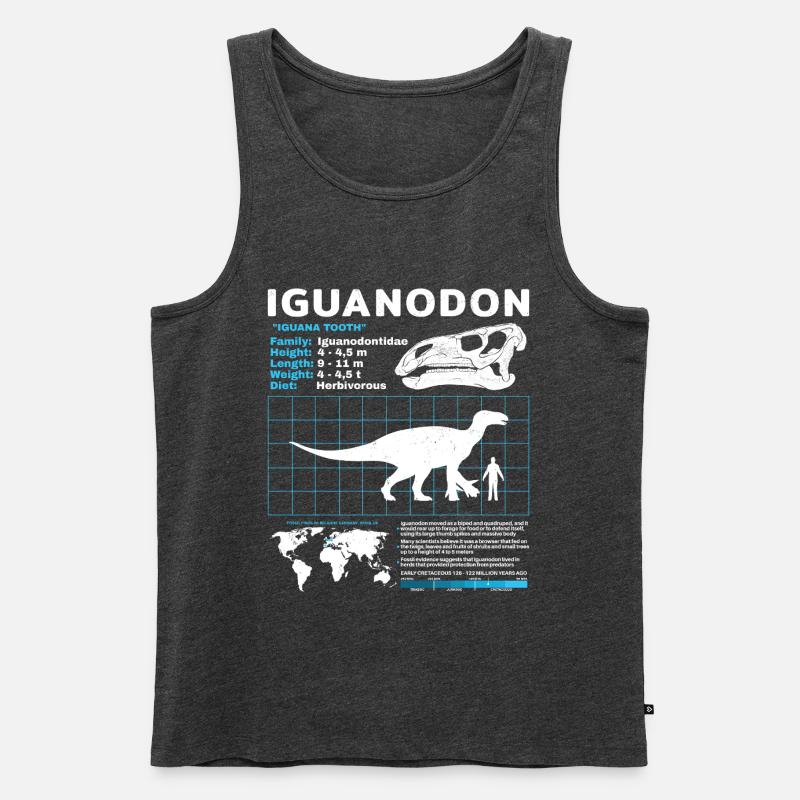 Iguanodon Fact Sheet - Männer Premium Bio Tank Top - Anthrazit meliert