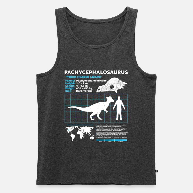 Pachycephalosaurus Fact Sheet - Männer Premium Bio Tank Top - Anthrazit meliert