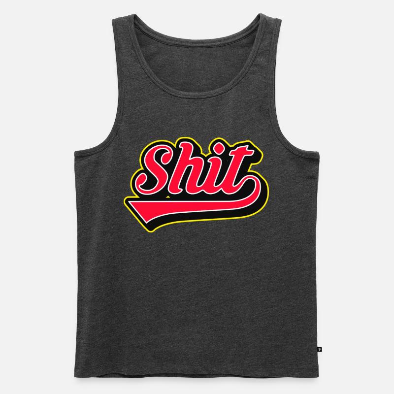 Shit Word Script Logo - Männer Premium Bio Tank Top - Anthrazit meliert