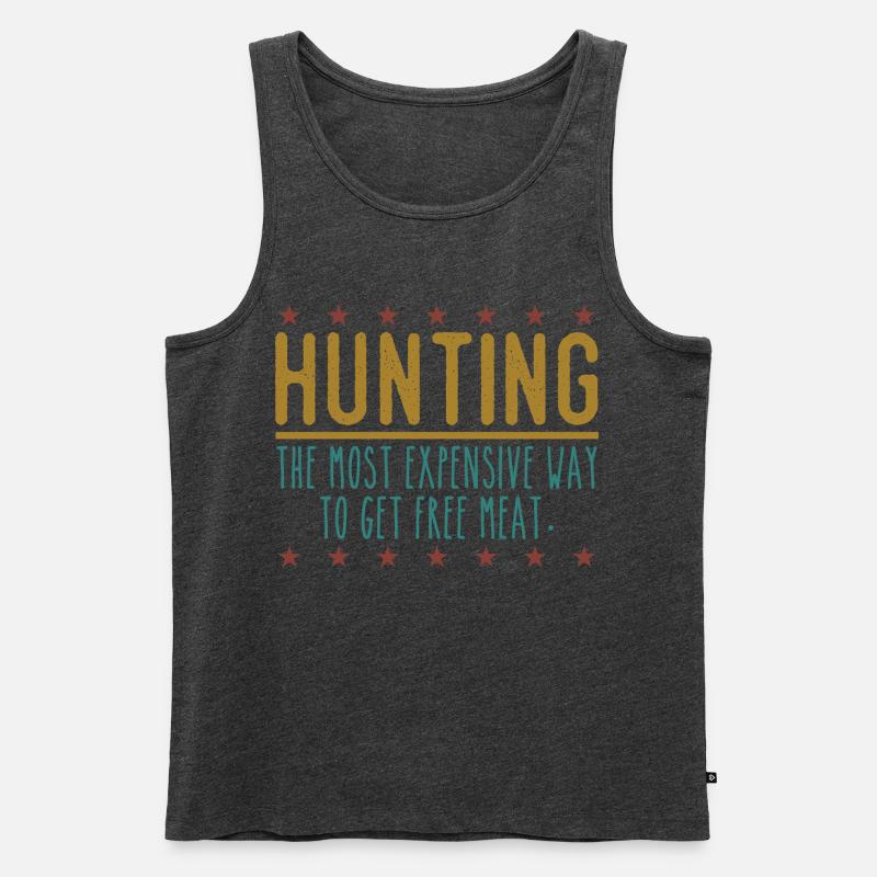 Jäger Lustiger Spruch – Gratis Fleisch Design - Männer Premium Bio Tank Top - Anthrazit meliert
