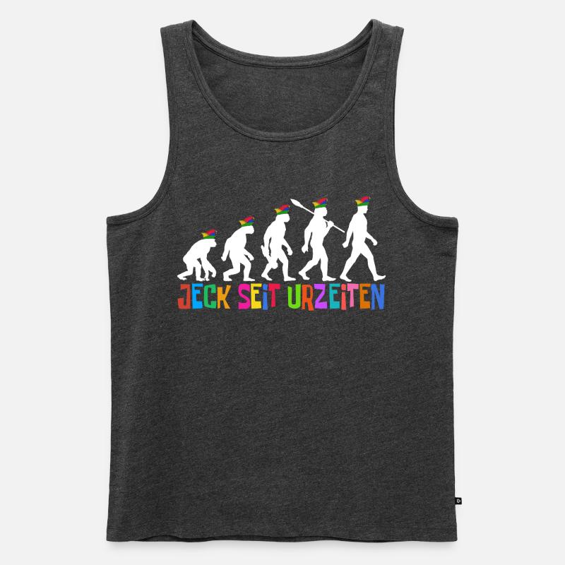 Jeck seit Urzeiten | Evolution Narren, Fastnacht - Männer Premium Bio Tank Top - Anthrazit meliert