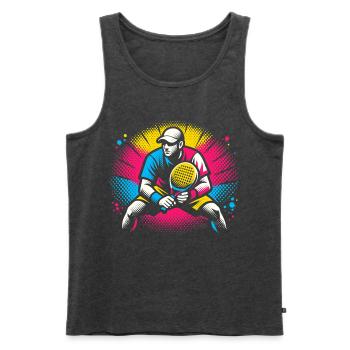 Padel Gift Humor Young Player Sport - Männer Premium Bio Tank Top - Anthrazit meliert - Vorne - Michal (187cm)