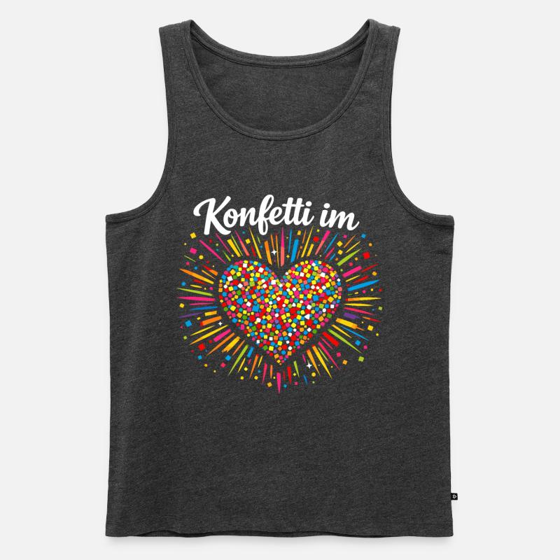 Konfetti Im Herzen Karneval Geschenk - Männer Premium Bio Tank Top - Anthrazit meliert