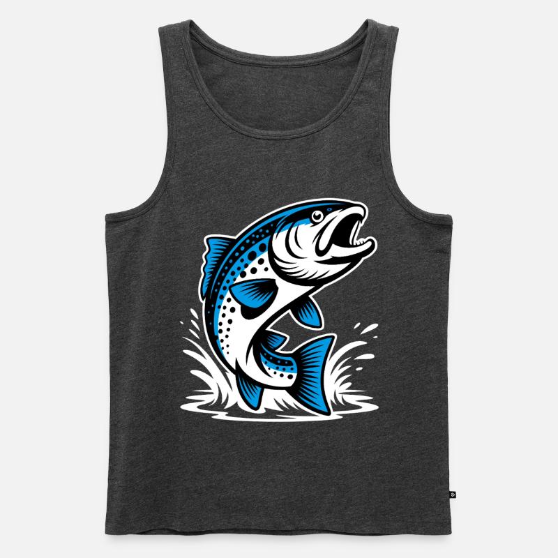 Springende Forelle - Männer Premium Bio Tank Top - Anthrazit meliert