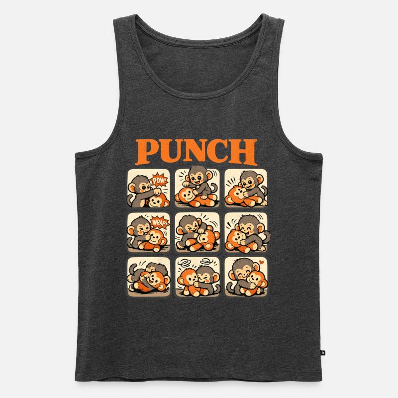 Affe Cooler Punch Süßer Baby Monkey - Männer Premium Bio Tank Top - Anthrazit meliert