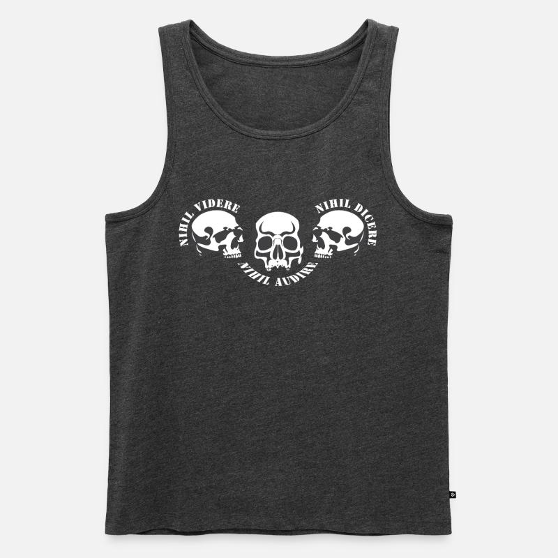 Drei Schädel – Schädel-Trio - Männer Premium Bio Tank Top - Anthrazit meliert