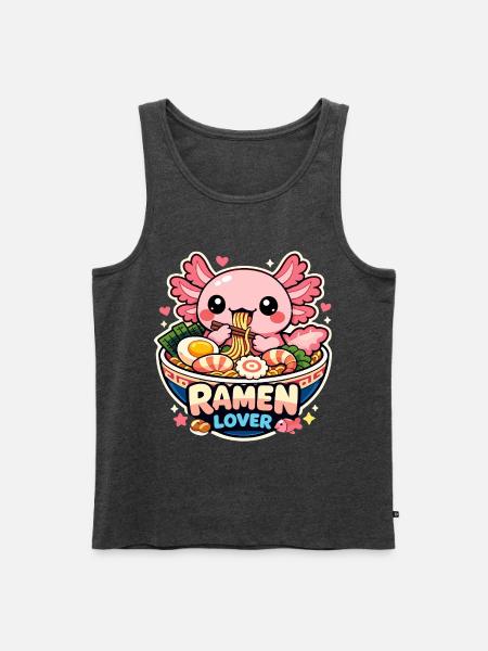 Axolotl Kawaii Ramen Essen Niedlich Geschenk - Männer Premium Bio Tank Top - Anthrazit meliert
