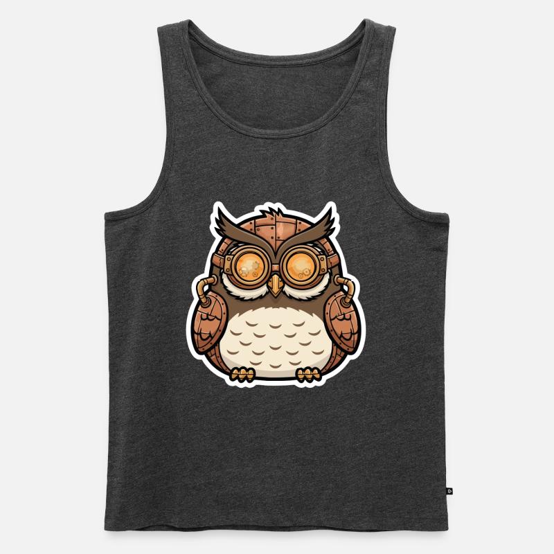 Eule Steampunk Cyborg Brille Zahnräder - Männer Premium Bio Tank Top - Anthrazit meliert