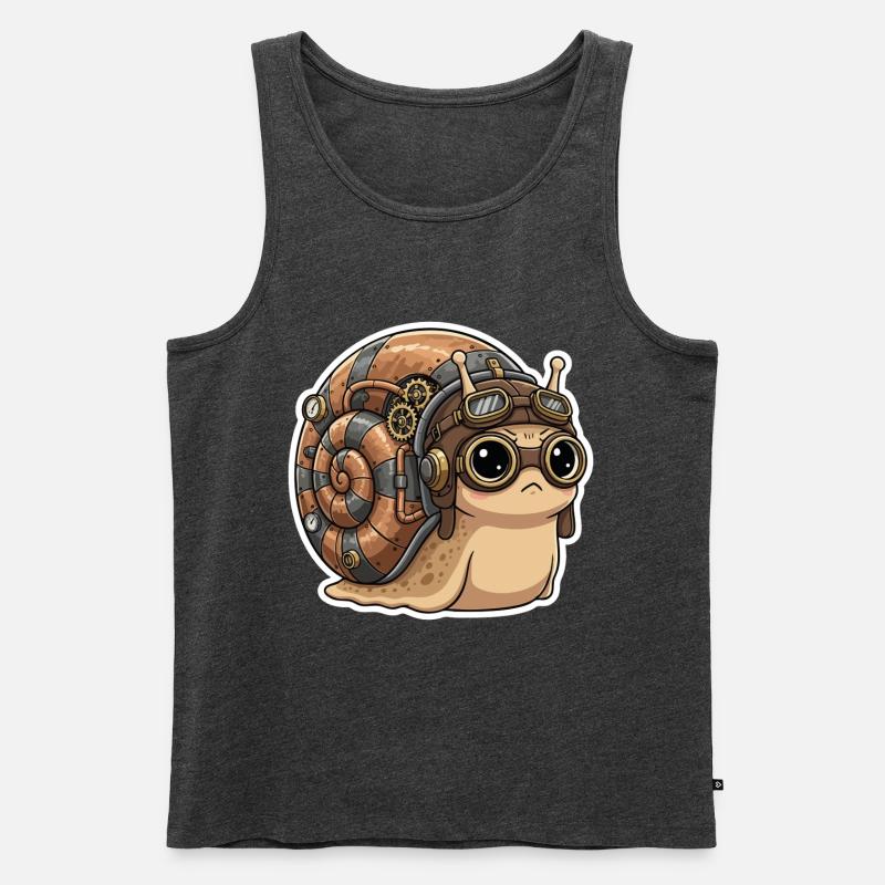 Snail Aviator Steampunk Shell Copper - Männer Premium Bio Tank Top - Anthrazit meliert
