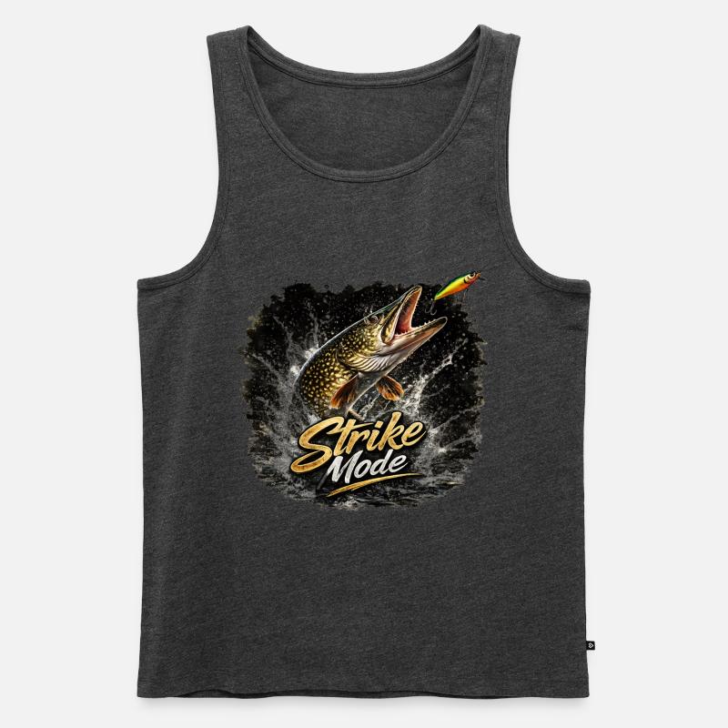 Strike Mode Pike – Predator Angelshirt - Männer Premium Bio Tank Top - Anthrazit meliert