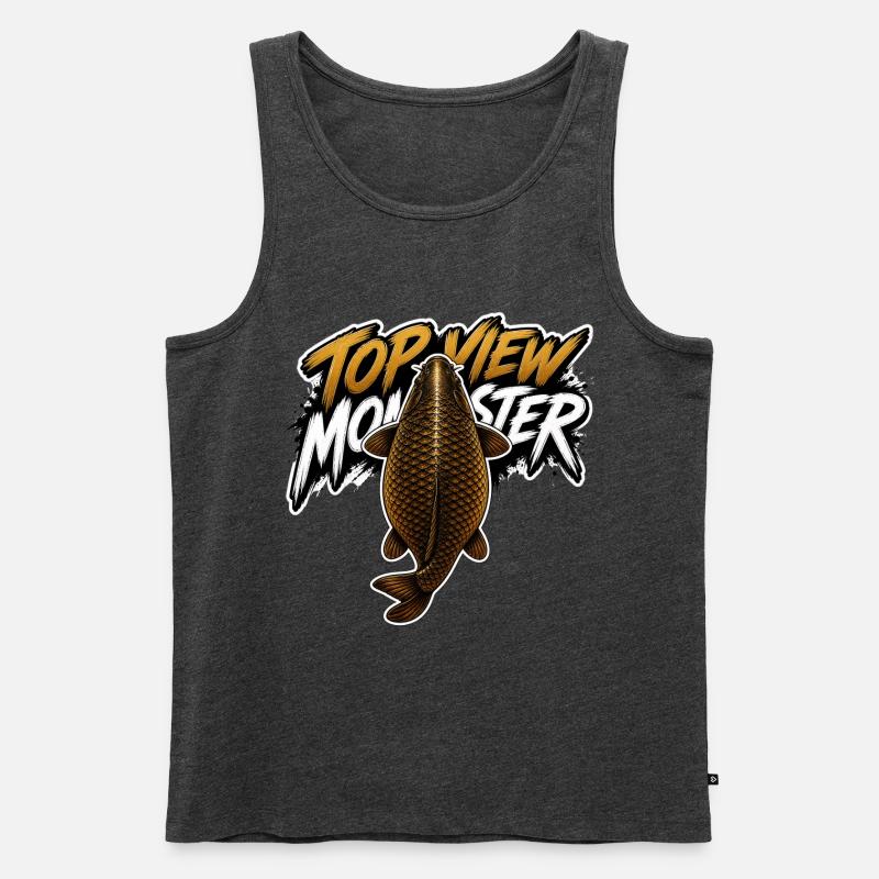 Vogelperspektive Monsterkarpfen – Kräftiges Angeldesign - Männer Premium Bio Tank Top - Anthrazit meliert