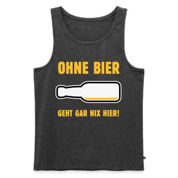 Ohne Bier Geht Gar Nix Hier! (Bierchen / NEG 3C) - Männer Premium Bio Tank Top - Anthrazit meliert - Vorne - AI Model Male 178 light (178cm)