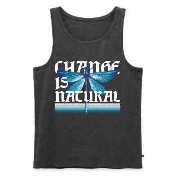 Libelle Libellen Change Is Natural - Männer Premium Bio Tank Top - Anthrazit meliert - Vorne - AI Model Male 178 light (178cm)