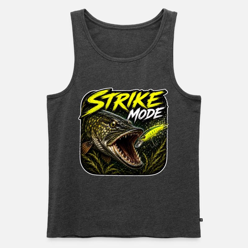 Strike-Mode Hechtfischerei-Design - Männer Premium Bio Tank Top - Anthrazit meliert