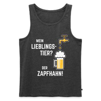 Mein Lieblingstier? Der Zapfhahn! (Bier / 3C) - Männer Premium Bio Tank Top - Anthrazit meliert - Vorne - Michal (187cm)