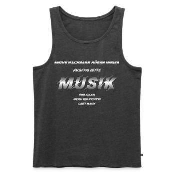 Lustiger Metallic-silberner Schriftzug für Metal - Männer Premium Bio Tank Top - Anthrazit meliert - Vorne - Michal (187cm)