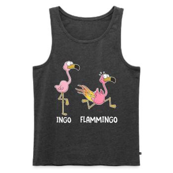 Ingo & Flammingo – Lustige Flamingos - Männer Premium Bio Tank Top - Anthrazit meliert - Vorne - Michal (187cm)
