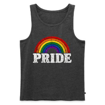 Pride Rainbow for LGBTQ Fans Retro LQBTQ CSD - Men's Premium Organic Tank Top - heather anthracite - Front - Michal (187cm)
