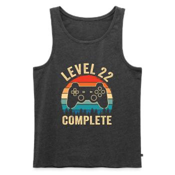 Level 22 complete – Cadeau 22 ans - Débardeur bio Premium Homme - anthracite chiné - Devant - Michal (187cm)