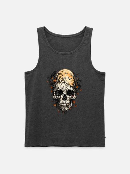 Der Rabe und der Schädel - Männer Premium Bio Tank Top - Anthrazit meliert