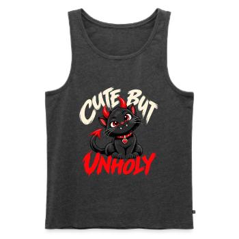 Cute But Unholy Schwarze Katze Gothic - Männer Premium Bio Tank Top - Anthrazit meliert - Vorne - Michal (187cm)