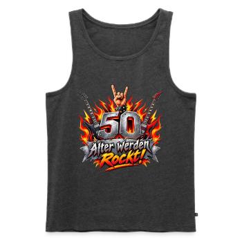 50 Jahre , 50.Geburtstag,  älter Werden Rock - Männer Premium Bio Tank Top - Anthrazit meliert - Vorne - Michal (187cm)