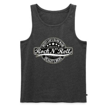 RUSTY LEES HANDGEMACHT | Rock 'n' Roll - Männer Premium Bio Tank Top - Anthrazit meliert - Vorne - Michal (187cm)