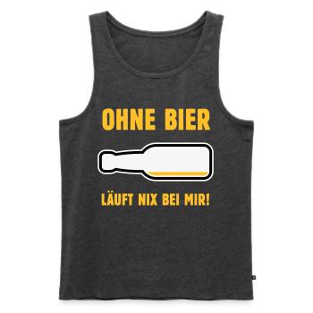 Ohne Bier Läuft Nix Bei Mir! (Bierchen / NEG 3C) - Männer Premium Bio Tank Top - Anthrazit meliert - Vorne - Michal (187cm)