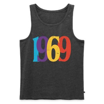 Geboren 1969 Geburtstagsgeschenk Geburtstag 69 - Männer Premium Bio Tank Top - Anthrazit meliert - Vorne - Michal (187cm)